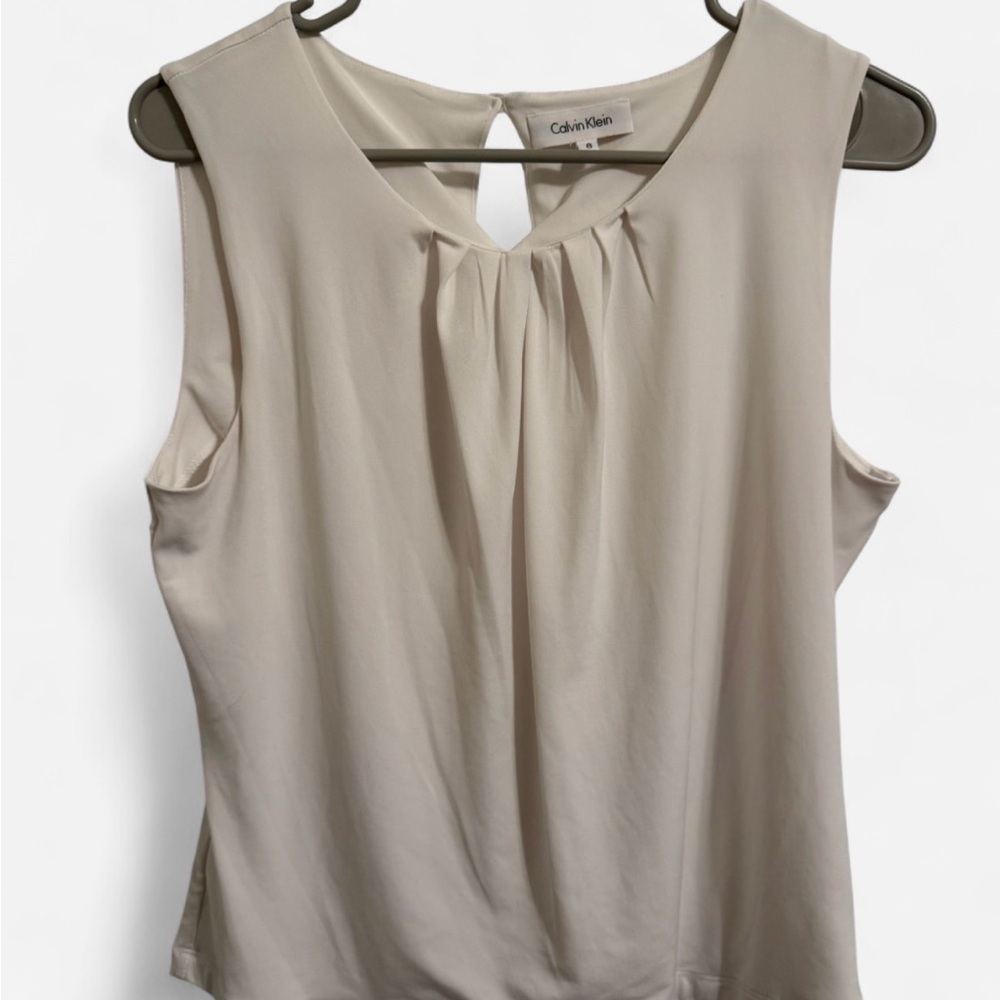 Calvin Klein Women's White Sleeveless Blouse
